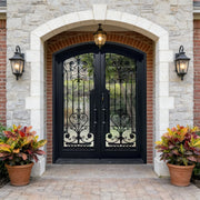 Thermal Break Wrought Iron Entry Double Door with Arch Top TW124
