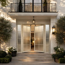 Legendirondoors thermally broken white frame iron French single door dual sidelights