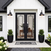 Modern Wrought Double Entry&Patio Door with Clean Geometric Lines Design W145