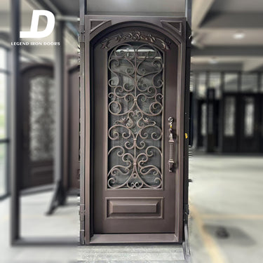 Legend Iron Doors Metal  Front Single Door with Screen and Scrollwork W130