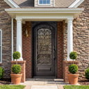 Legend Iron Doors Iron Entry Single Door with Screen and Scrollwork W130