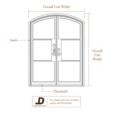 Iron french glass door with frames and custom size