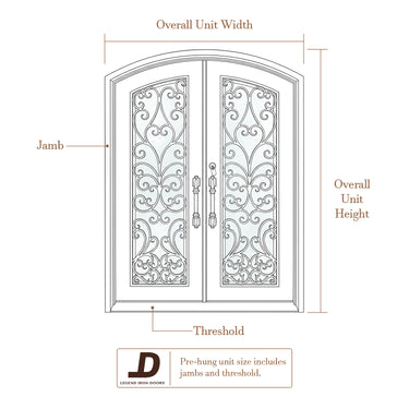 iron entry double door with arched top