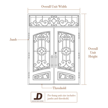 Iron front double door with transom and scrollwork