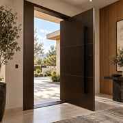Oversized Solid Panel Pivot Front Door with Long Pull Handle PT130