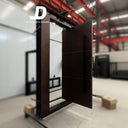 Contemporary solid panel pivot door with smart lock for modern home entrance