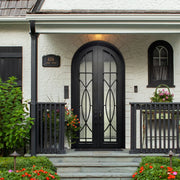 Round Top Iron Front Double Door with Full Glass Panels W126