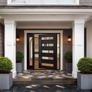 Modern Iron Pivot Entry Door with Glass and Sidelights PT102