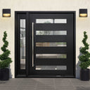 Legend Iron Doors High Quality  Iron Pivot Entry Door with long handle and sidelight
