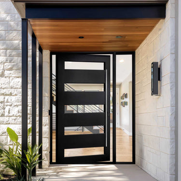 Thermal Break Iron Pivot Entry Door with Glass and Sidelights TPT102