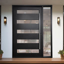 Legend Iron Doors thermally broken Iron Pivot Entry Door with long handle and sidelight
