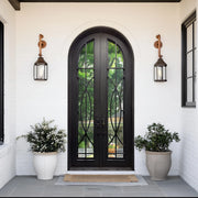 Thermal Break Round Top Iron Front Double Door with Tempered Glass TW126