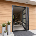 Thermal Break Metal Pivot  Door with Long Pull Handle and Glass TPT105