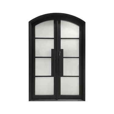 Legend Iron Doors Double Iron French Door with Frosted Glass and black color