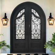 Standard Customized Size Double Iron Front Door with Round Top W113