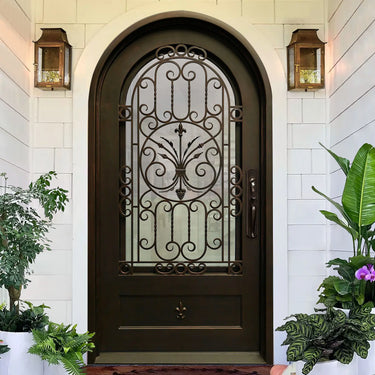 Legend Iron Doors Iron Entry Single Door with Scrollwork and Kickplate