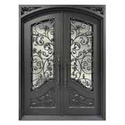 Thermal Break Double Entry Door with Scrollwork and Privacy Glass TW131