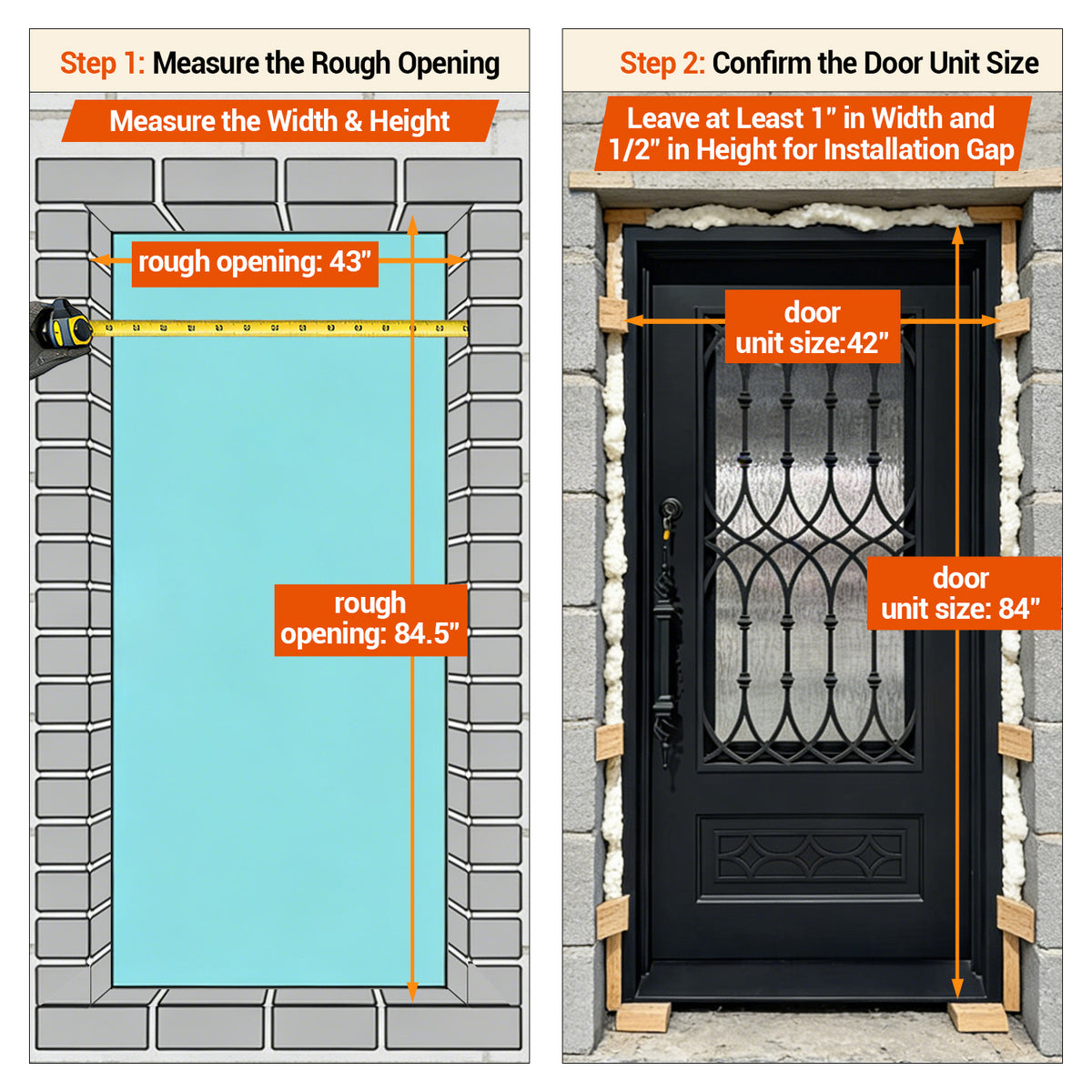 Legend Iron Doors Iron Entry Door Unit Size Measuring Guidance
