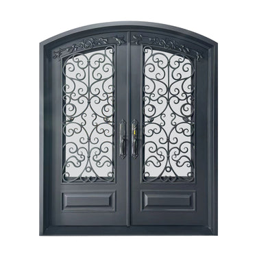 Legend Iron Doors Iron Entry Double Door with Kickplate and Scrollwork