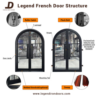 Legend Iron Doors thermal break iron double French door structure