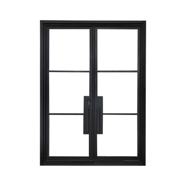 Handcrafted iron french double door with 3lites