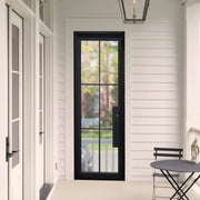 Slim Grids Iron French Single Door with 6 Lites Tempered Glass F116