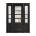 Exterior iron french single door with double sidelights