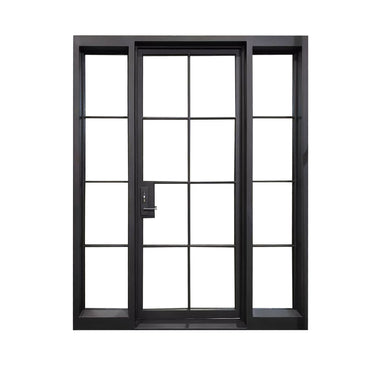Legend Iron Doors iron french single  door with two sidelights 