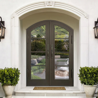Legend Iron Doors Custom Made Iron Double French Door with 4 Lites and Glass