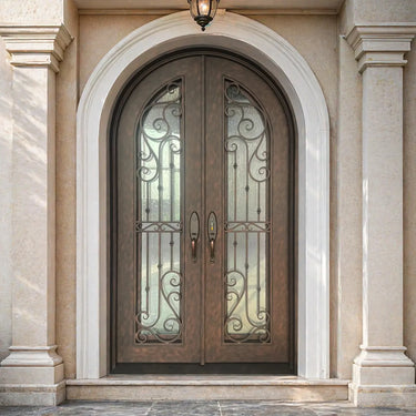Legend Iron Doors Standard Iron Entry Double Door with Rose Copper Finish