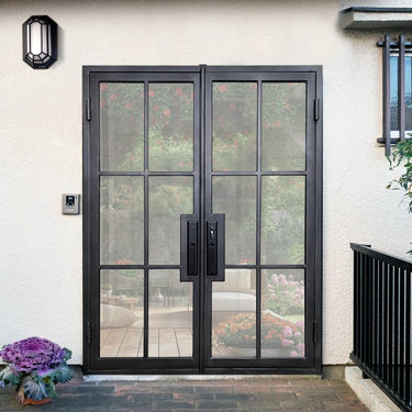Legend Iron Doors Wrought Iron Double French Door with 6 lites and Glass