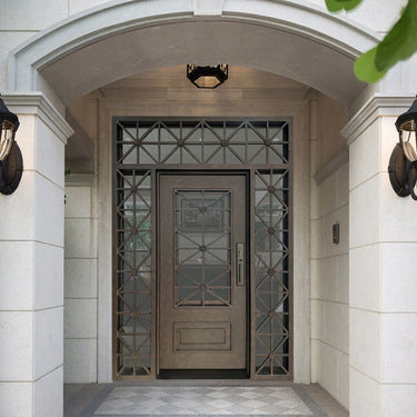 Legend Iron Doors Wrought Iron Single Door with Sidelights and Transom