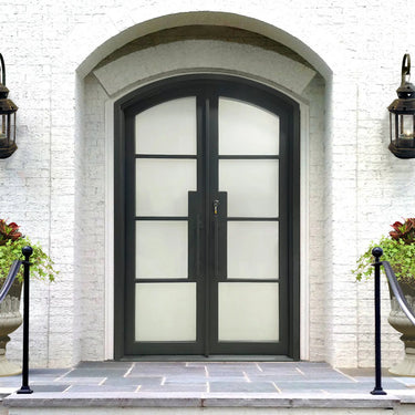 Legend Iron Doors Thermal break double iron french door with frosted glass