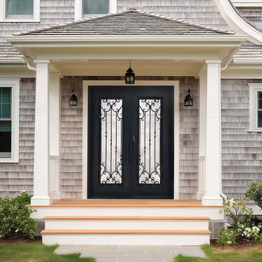 Legend Iron Doors Thermal Break Iron Double Door with Ornate Scrollwork