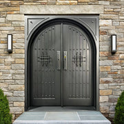 Thermal Break Wrought Iron Double Door with Square Top Round Inside Design TW111