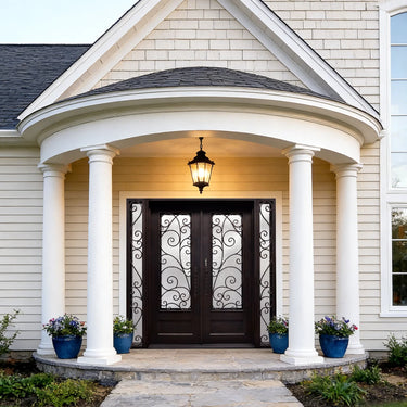 Legend Iron Doors Thermal Break Iron Entry Double Door with Sidelights and Kickplate