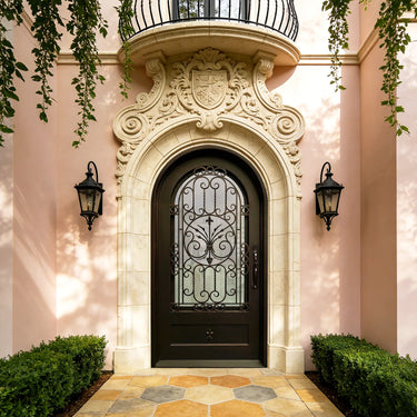 Legend Iron Doors Thermal Break Iron Entry Door with Beautiful Scrollwork and Kickplate