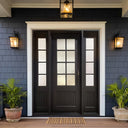 Iron french single door with two sidelights