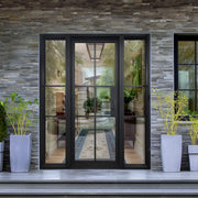 Thermal Break Black Iron French Single Door with Two Sidelights TF105