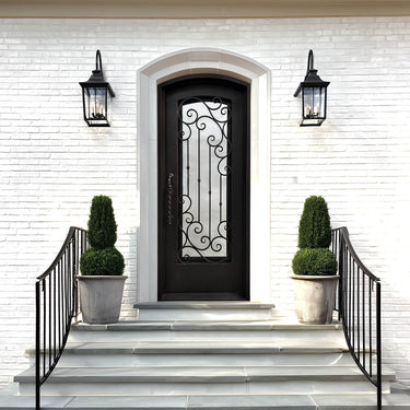 Legend Ion Doors Thermal Break Iron Entry Single Door with Ornate Scrollwork