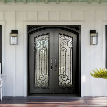 Legend Iron Doors Thermal Break Iron Double Front Door with Ornate Scrollwork