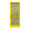 Stained Glass Steel Front Door with Custom Yellow Finish