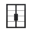 Black metal double door with clear glass