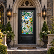 Thermal Break Iron Front Single Door with Tiffany-Style Stained Glass LTS011