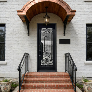 Legend Iron Doors thermal break wrought iron double door with reed glass