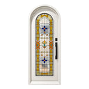 Vintage Style Stained Glass Exterior Door with round top