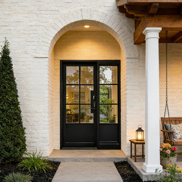 Handmade metal glass french single door with right sidelight