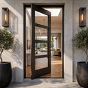 Insulated Pivot Entry Door with Horizontal Glass Inserts