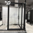 Custom full glass pivot iron door with black steel frame and minimalist modern design