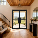 Legendirondoors balck frame iron French double door with 4lites